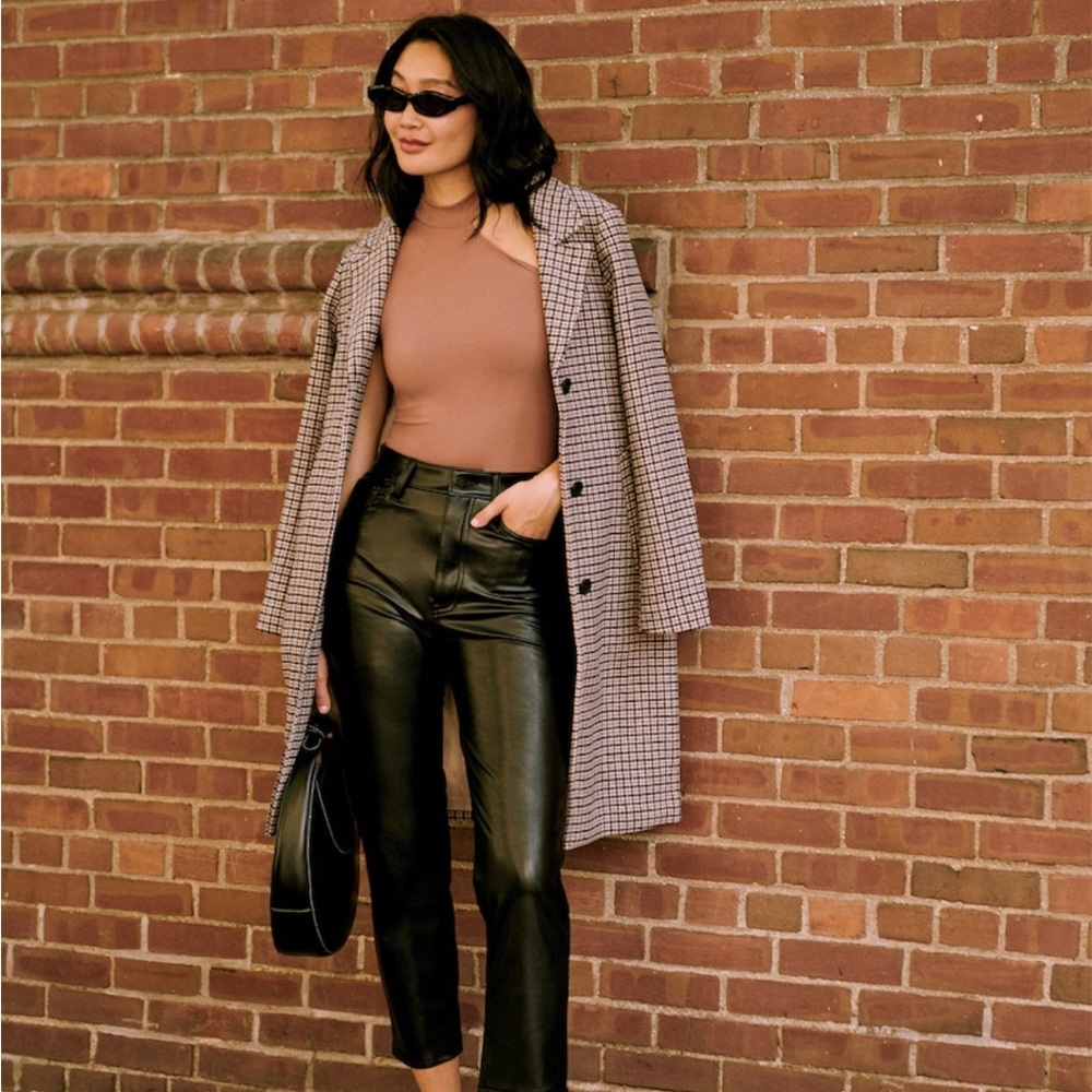 High Rise Ankle Straight Vegan Leather Pants - Curve Love Abercrombie